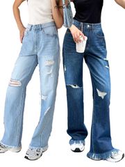 Quần Jeans Rách Form Suông - KJL03