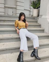 Culottes jeans trắng đen 90s - DOC33