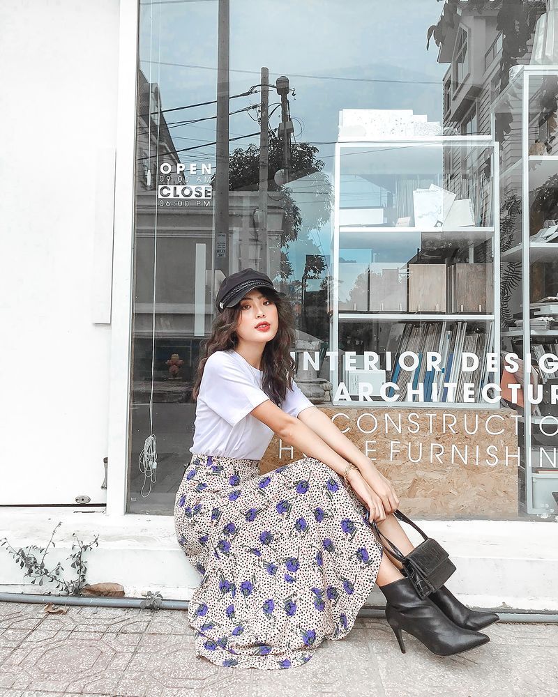 CHÂN VÁY MIDI MULLET  màu xanh hải quân  ZARA Vietnam