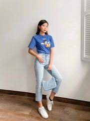 Jeans ống đứng gập lai to - GN13