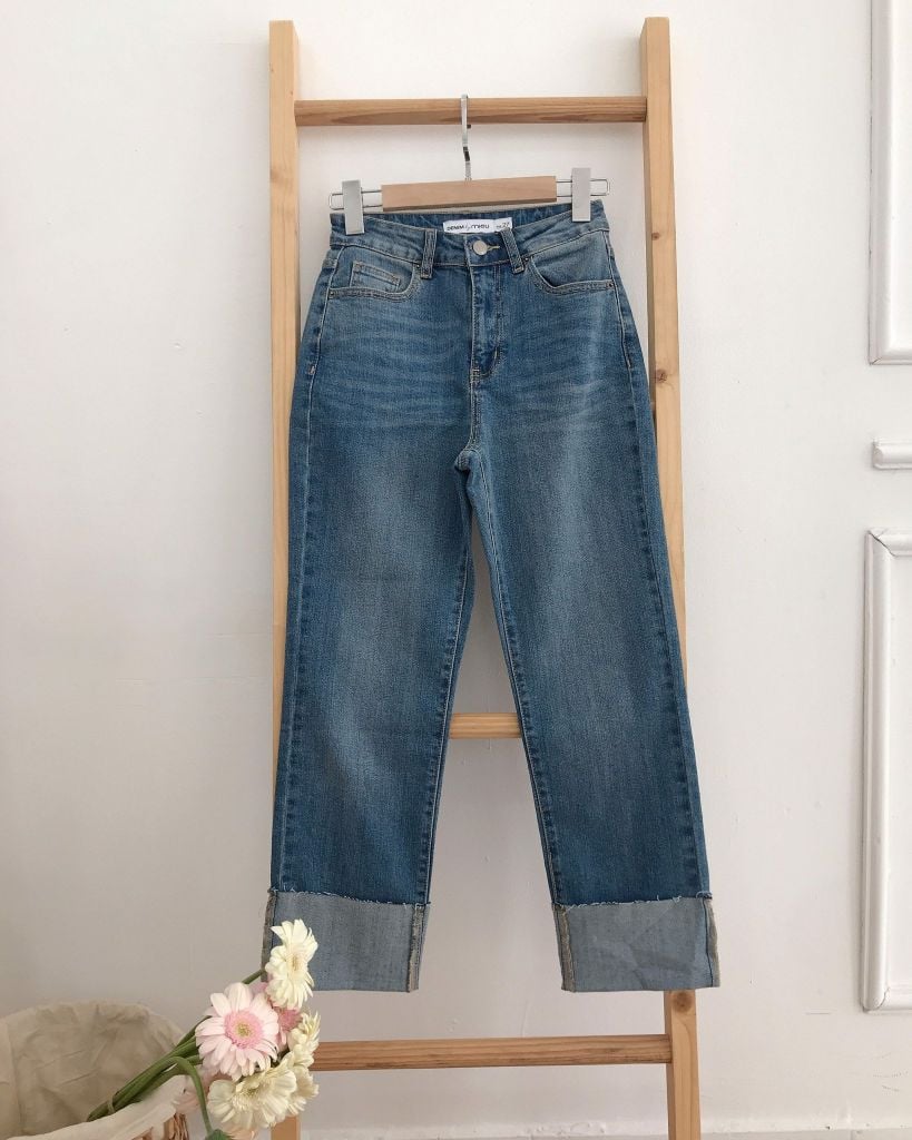 Jeans ống đứng gập lai to - GN13