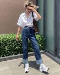 Jeans ống đứng gập lai to - GN13