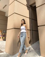 Jeans ống đứng gập lai to - GN13