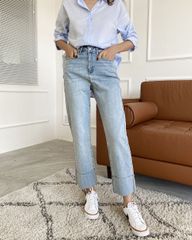 Jeans ống đứng gập lai to - GN13