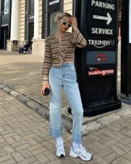 Jeans ống đứng gập lai to - GN13