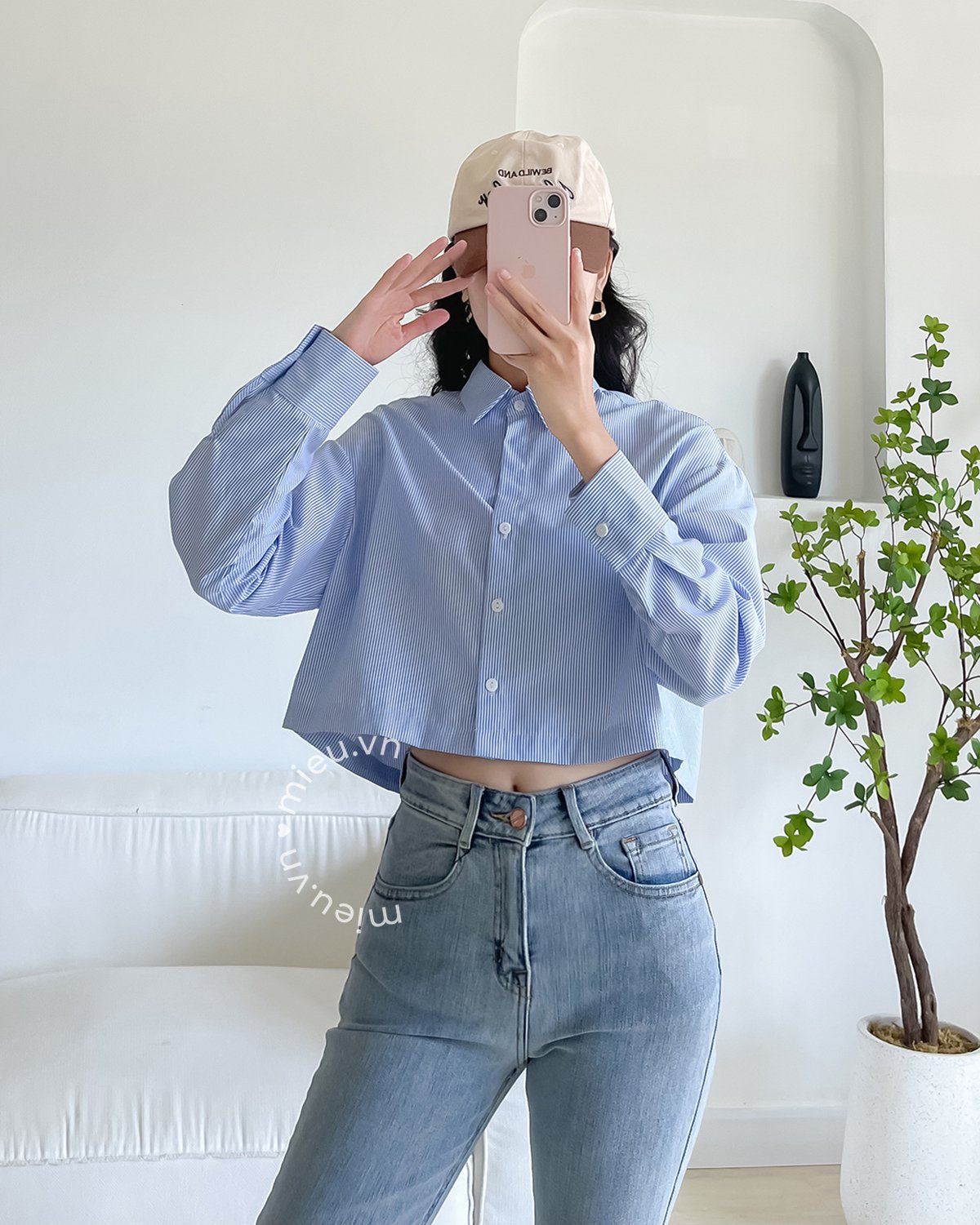 LOVI SHOP Áo sơ mi nữ croptop tay ngắn cổ lá sen form rộng basic  Lazadavn