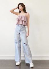 Quần jeans suông mài rách - HJN03