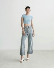 Quần jeans suông gập lai to - HN08