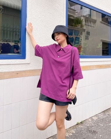 Áo thun cổ polo oversize - HO08