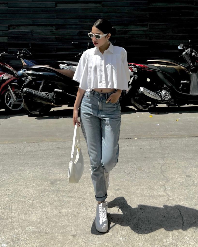 Quần jeans boyfriend trơn - JN14