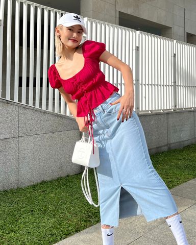 Áo kiểu cột nơ peplum - JJL21