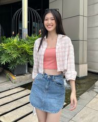 Áo sơmi croptop tay dài - HD09