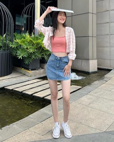 Áo sơmi croptop tay dài - HD09