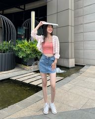 Áo sơmi croptop tay dài - HD09