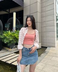 Áo sơmi croptop tay dài - HD09