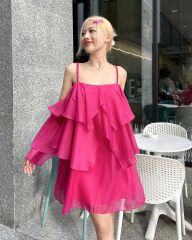 Đầm Babydoll Tơ Ánh Kim Xếp Tầng - KMA07