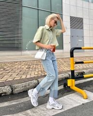 Jeans ống đứng gập lai to - GN13