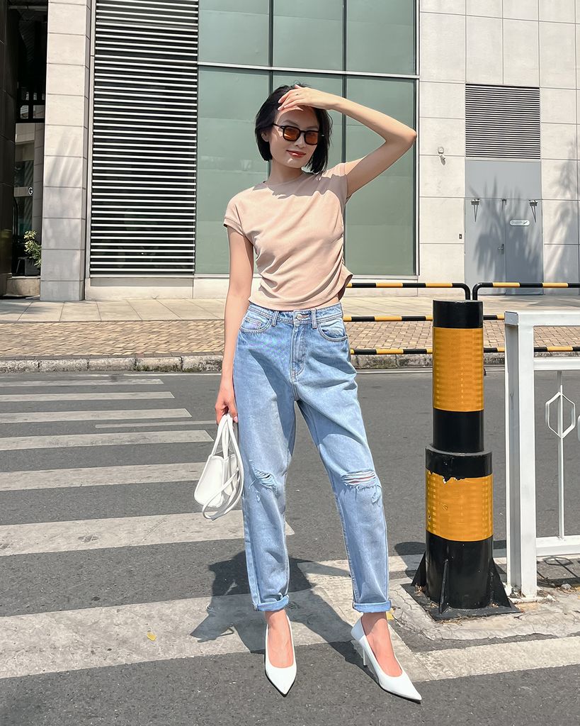 Quần jeans boyfriend rách - JN15