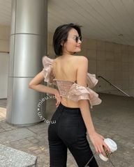 Áo croptop bèo lệch - KJ09