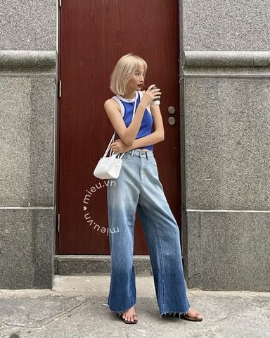 Quần jeans ống rộng ombre - JJN03