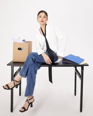 Quần jeans suông túi đắp kiểu - KJ13