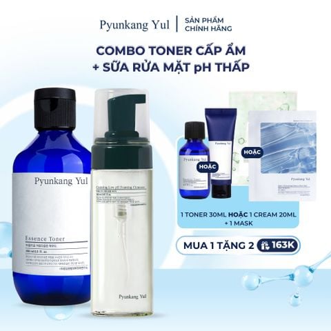 Combo Nước hoa hồng cấp ẩm Pyunkang Yul 200ml + Sữa rửa mặt Calming Low pH Foaming Cleanser 150ml