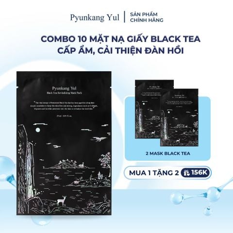Combo 10 Mặt nạ giấy cấp ẩm dưỡng sáng săn chắc da chiết xuất trà đen lên men Pyunkang Yul Black Tea Revitalizing 25ml