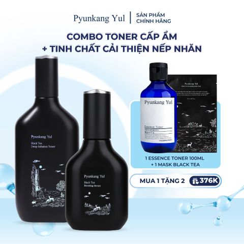 Combo Nước hoa hồng Pyunkang Yul Black Tea Deep Infusion Toner​ 130ml+Tinh chất dưỡng da Pyunkang Yul Black Tea Boosting