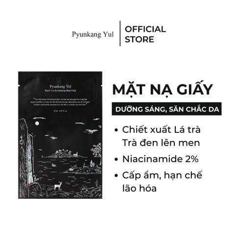 Combo 10 Mặt nạ giấy cấp ẩm dưỡng sáng săn chắc da chiết xuất trà đen lên men Pyunkang Yul Black Tea Revitalizing 25ml