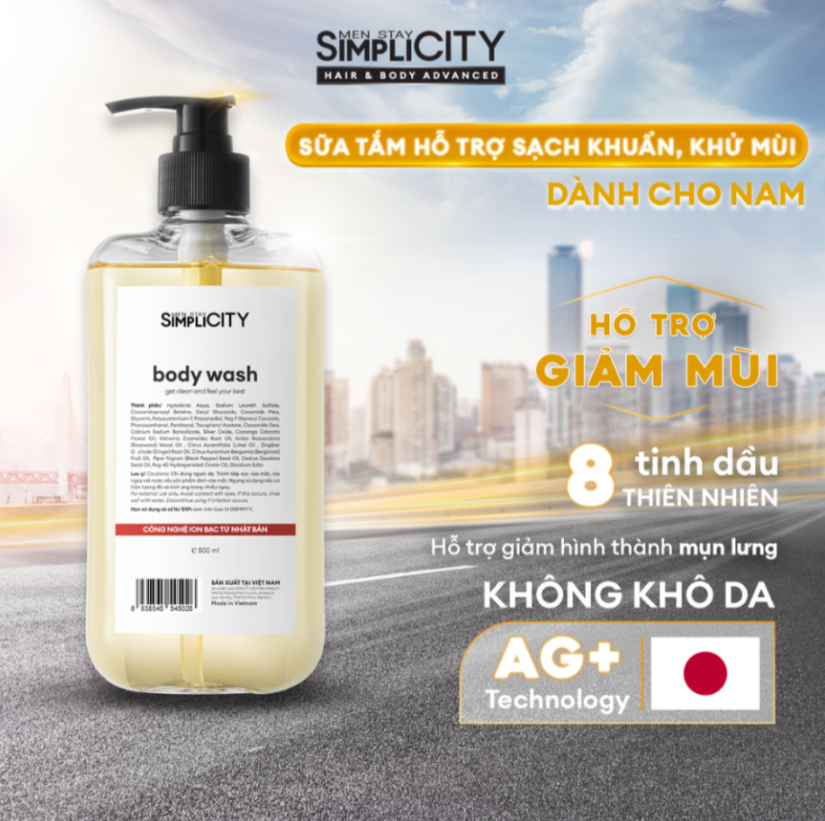  Combo Sữa tắm hỗ trợ sạch khuẩn, khủ mùi hương tinh dầu 500ml và Dung dịch vệ sinh nam 80ml 