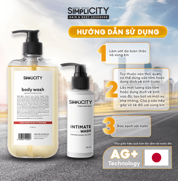  Combo Sữa tắm hỗ trợ sạch khuẩn, khủ mùi hương tinh dầu 500ml và Dung dịch vệ sinh nam 80ml 