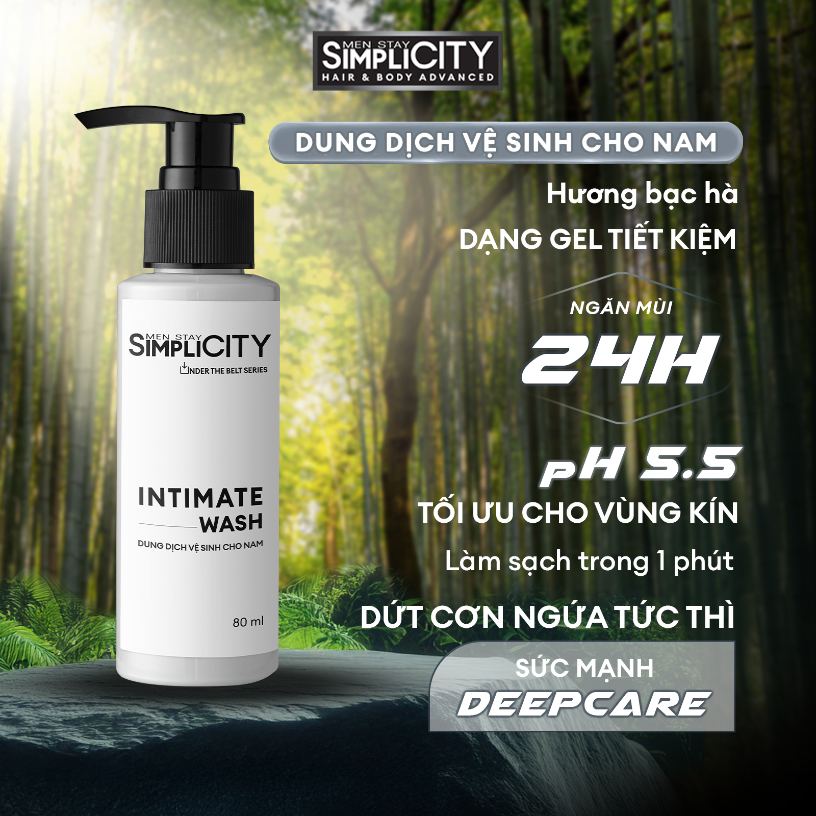  Dung dịch vệ sinh nam giảm ngứa, làm sạch & ngăn mùi hiệu quả Intimate Wash 80ml 