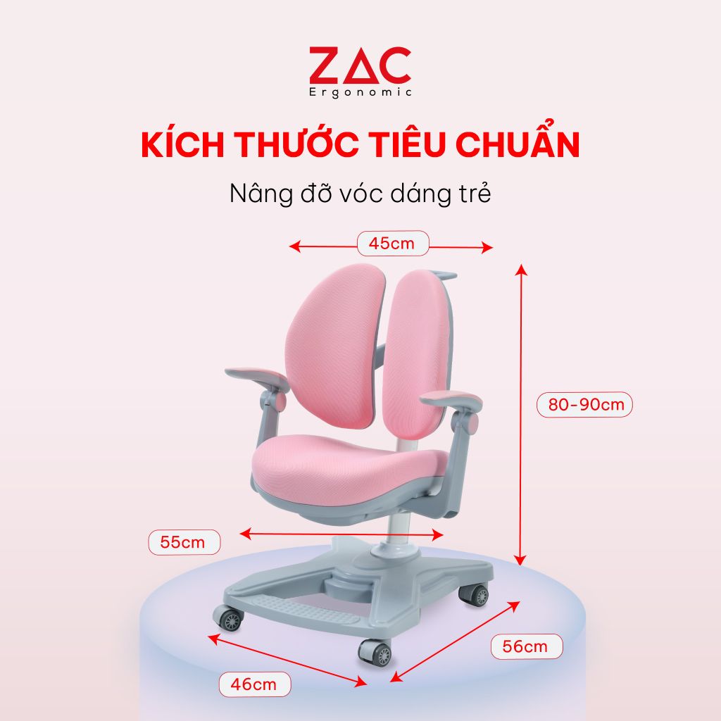 Combo Bàn Ghế ZAC Kids MLK90 Và Y001 Pink