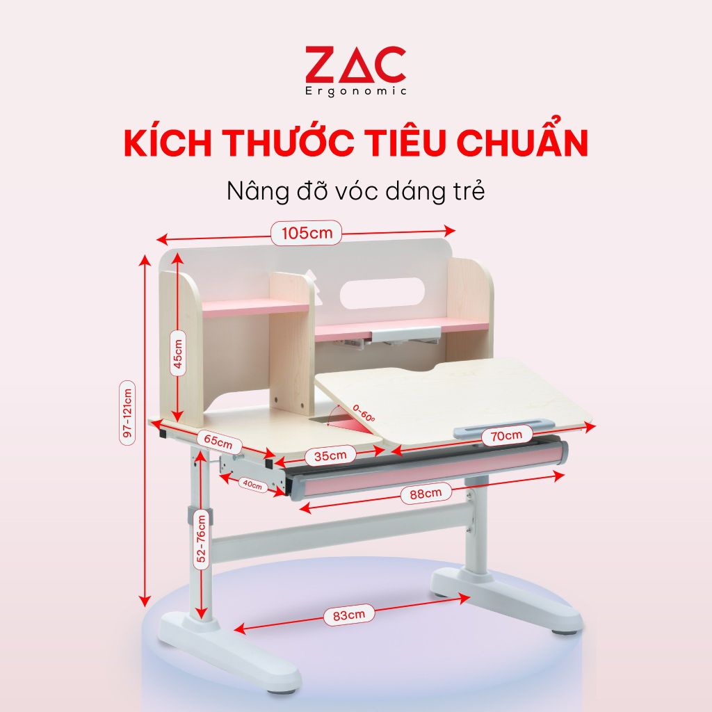 Combo Bàn Ghế ZAC Kids GJHH105T và Y001 Pink