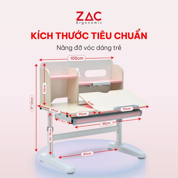  Bàn ZAC Kids GJJY105T Pink 