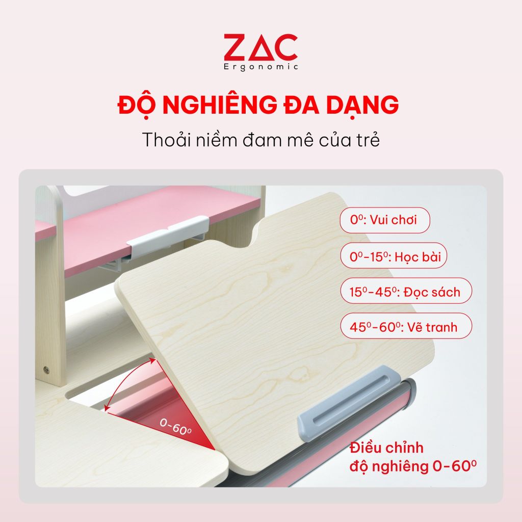 Combo Bàn Ghế ZAC Kids GJHH120T và Y001 Pink