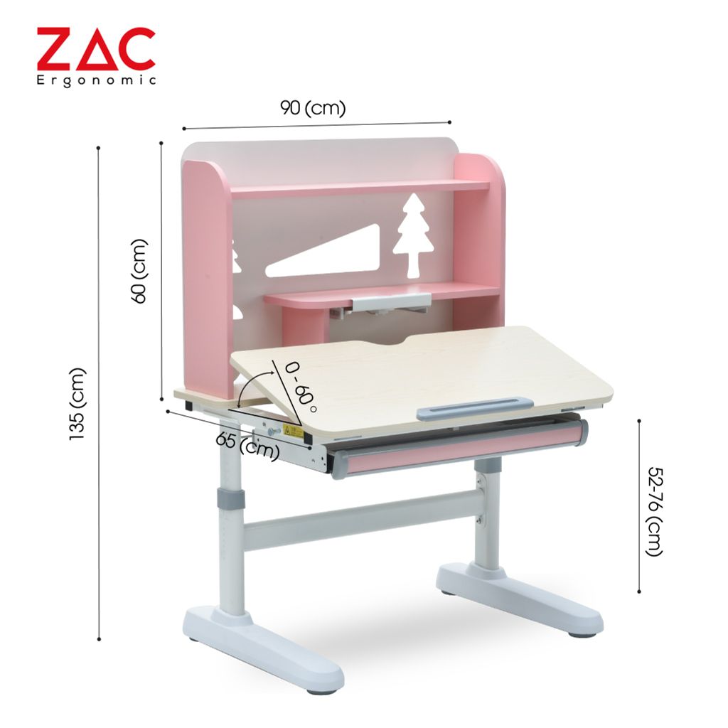 Combo Bàn Ghế ZAC Kids MLK90 Và Y001 Pink