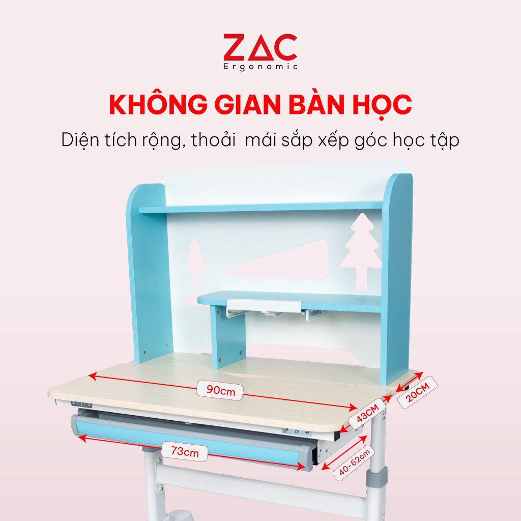 Combo Bàn Ghế ZAC Kids MLK90 Và Y003 Blue