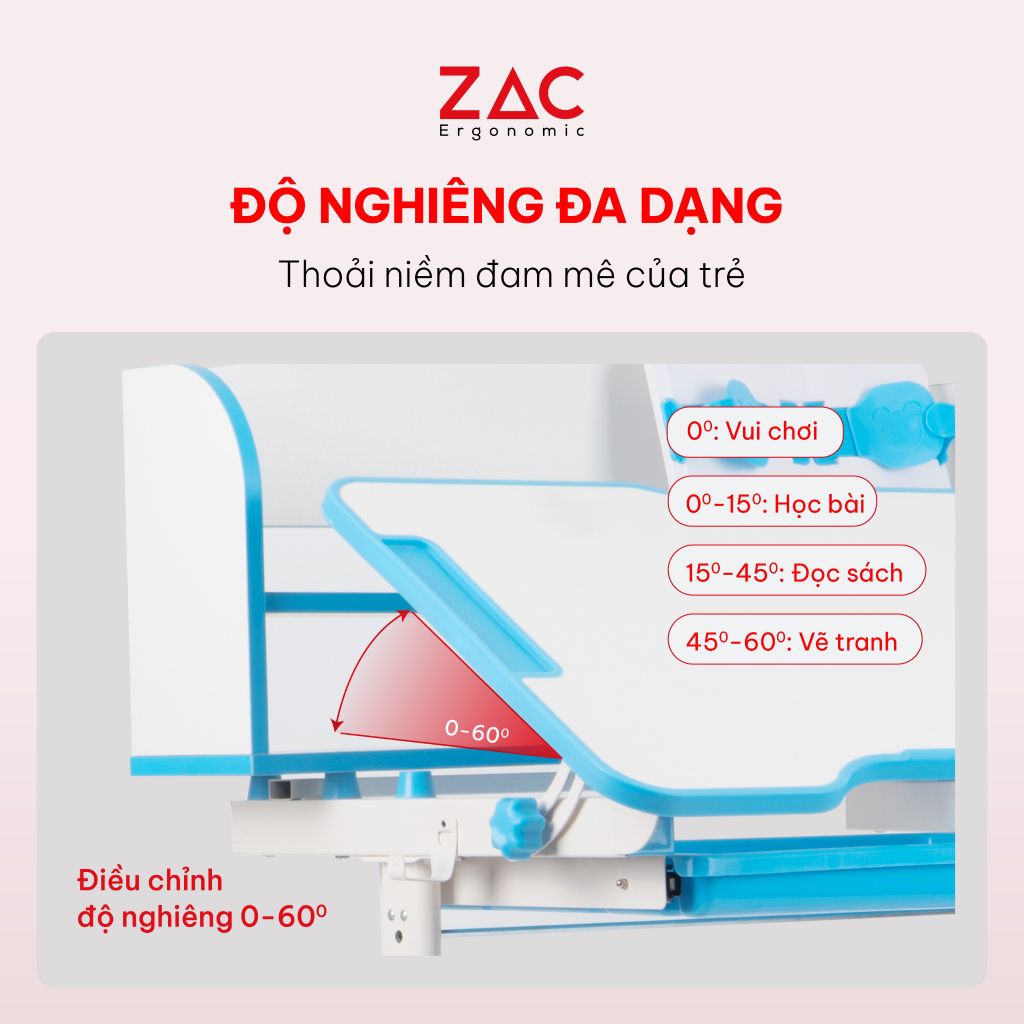 Combo Bàn Ghế ZAC Kids BK0301 Blue