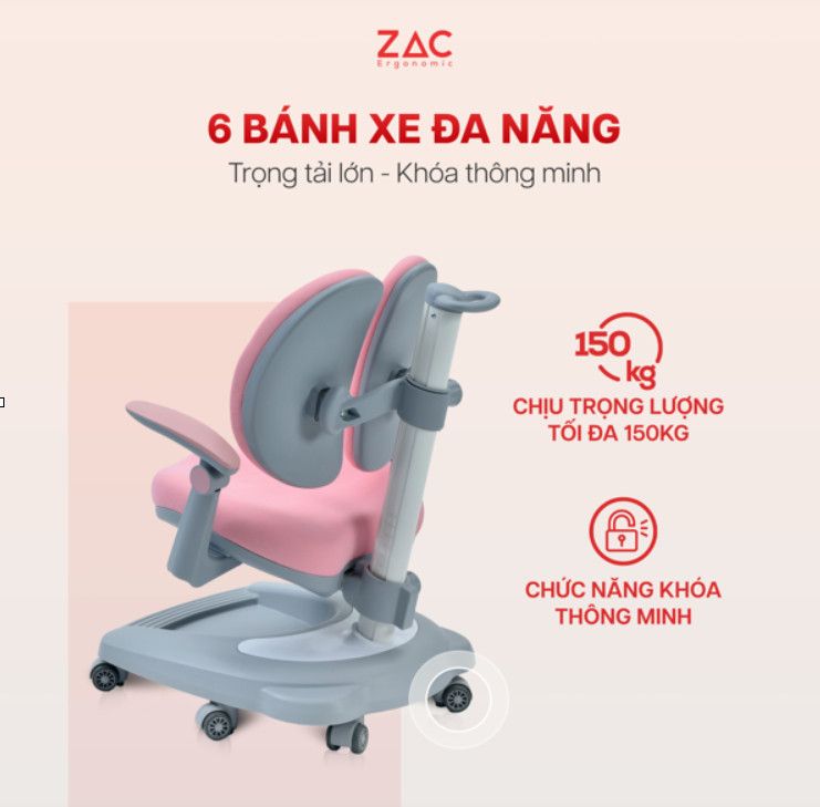 Combo Bàn Ghế ZAC Kids QJ120T và Y003 Pink