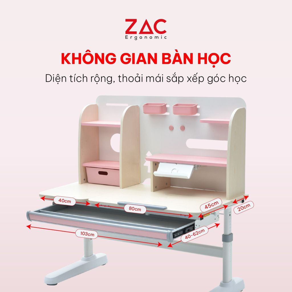 Combo Bàn Ghế ZAC Kids GJHH120T và Y001 Pink