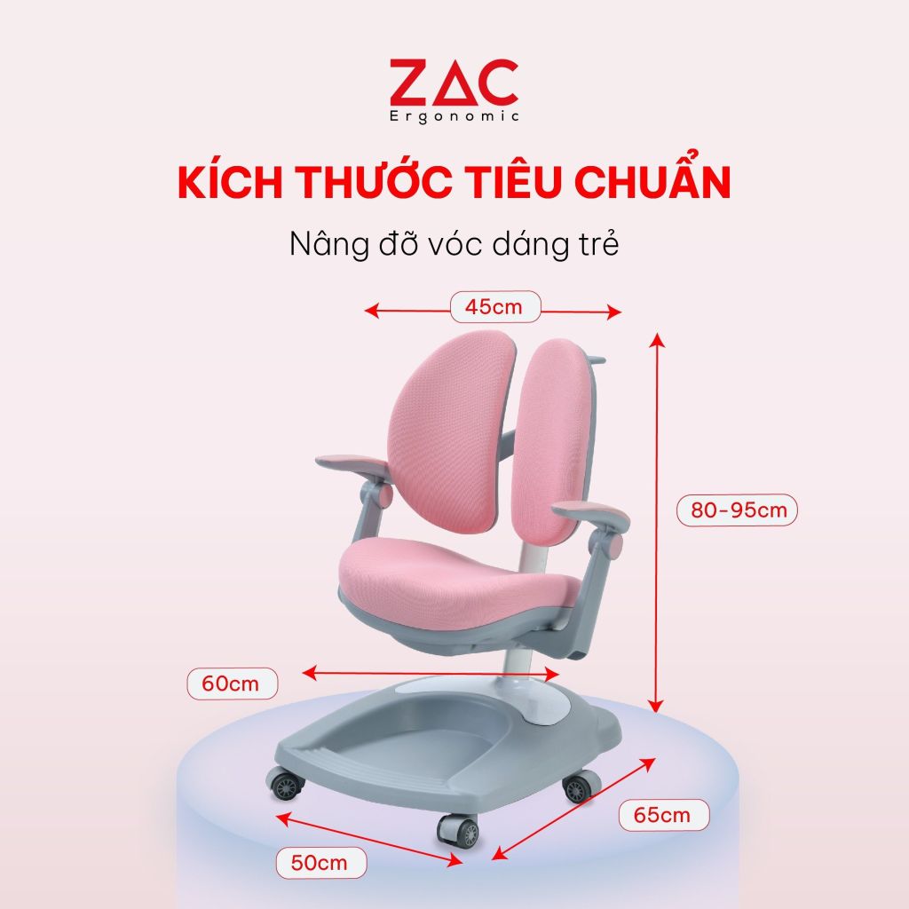 Combo Bàn Ghế ZAC Kids MLK90 Và Y003 Pink