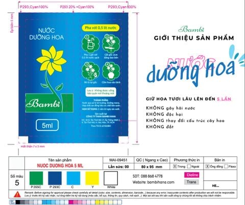  Combo 10 gói nước dưỡng hoa Bambi Hana giúp hoa tươi lâu đến 5 lần giữ nước cắm sạch không bị hôi 