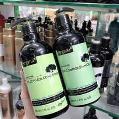 Dầu gội dầu xả Argana KIỂM SOÁT DẦU  mau xanh.