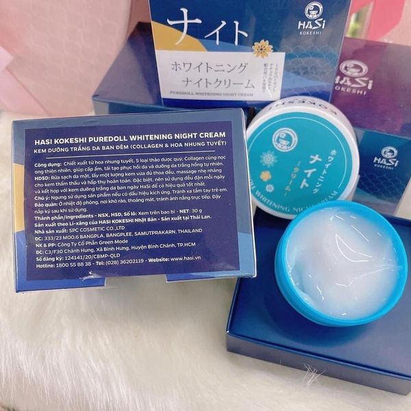 Kem dưỡng trắng da ban đêm ( Collagen và hoa nhung tuyết ) Hasi