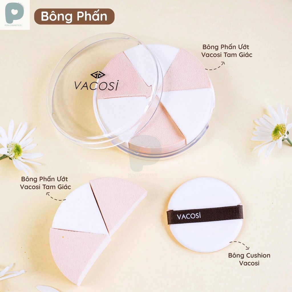 Bông Phấn ướt  BP14 Vacosi ( tam giác- hộp 6 miếng )