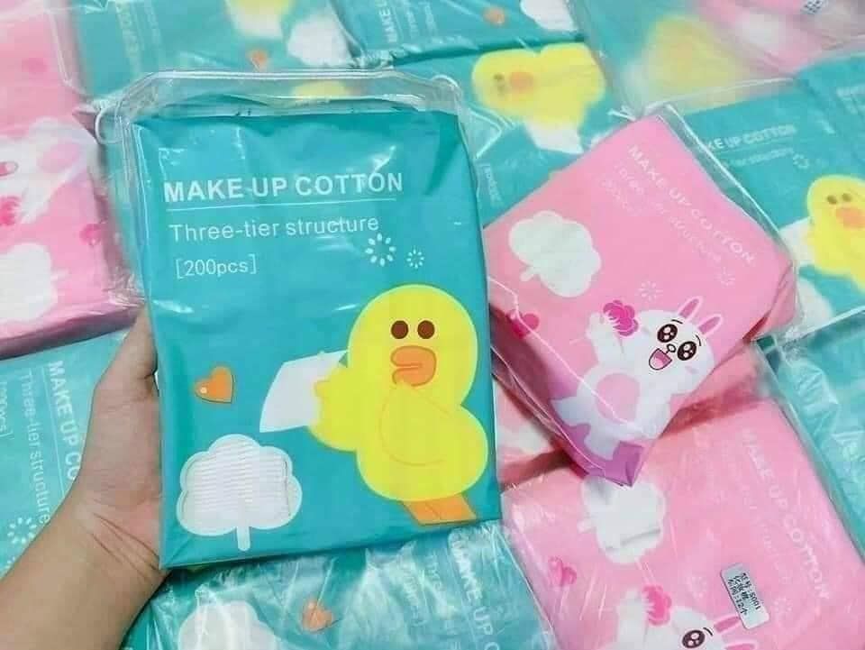 Bông tẩy trang Gấu Vịt thỏ 200 miếng