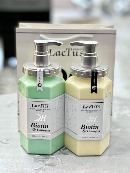 Dầu gội xả biotin & collagen LACTUS 650ml