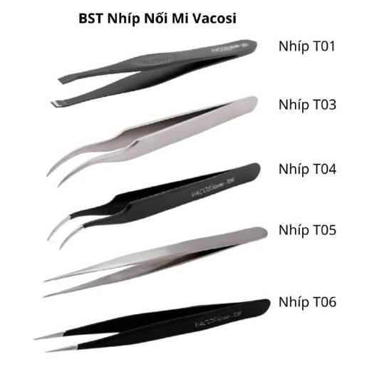 Nhíp nối mi cong đen T04 VACOSI