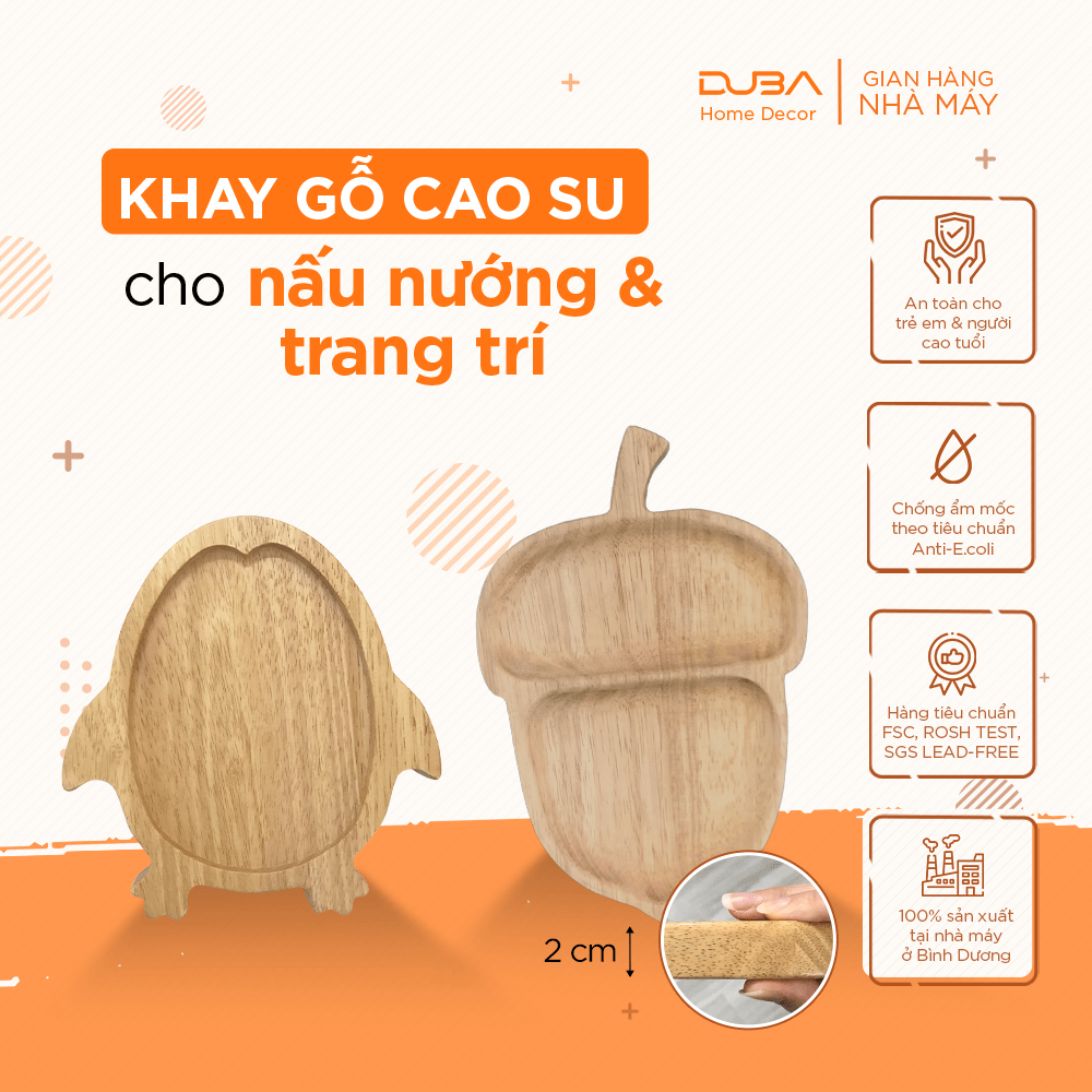 Khay rubber quả thông 20x13cm màu tự nhiên